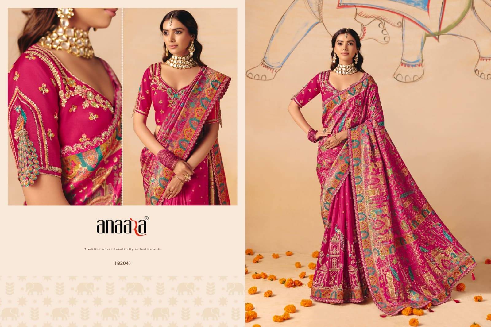 Anaara 8200 Series By Tathastu 8201 to 8212 Series Indian Traditional Bridal Wear Collection Beautiful Stylish Fancy Colorful Party Wear & Occasional Wear Silk Sarees At Wholesale Price
